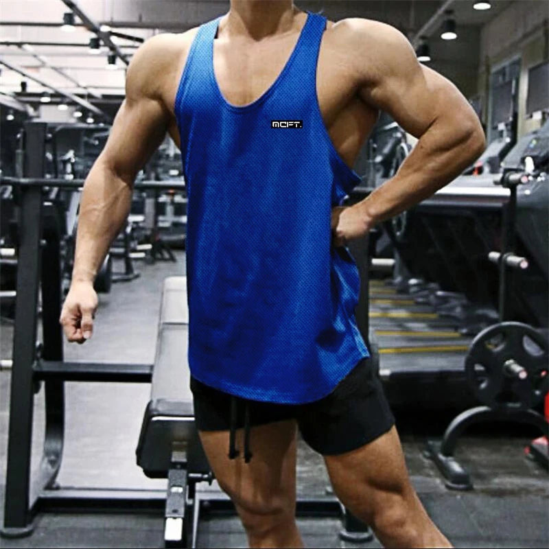 2022 Gym Workout Sleeveless Shirt Men Bodybuilding Running Clothing Fitness Sportswear Muscle For Male Y Back Tank Top