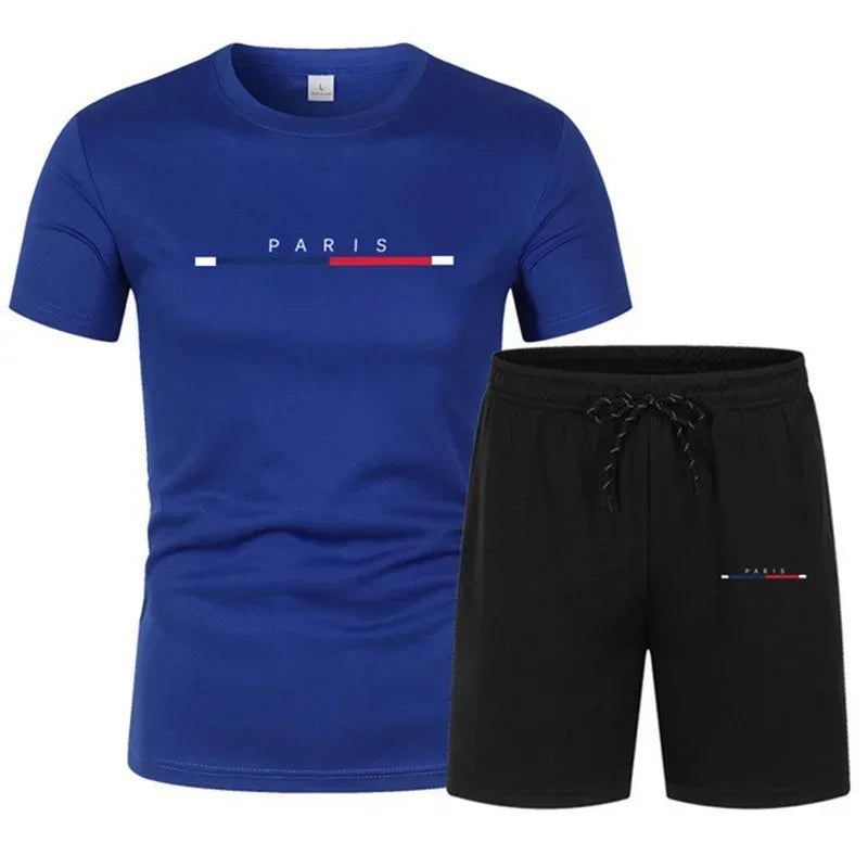 Fashionable two-piece sportswear quick-drying T-shirt and shorts se men's clothing, sportswear set men's breathable clothes