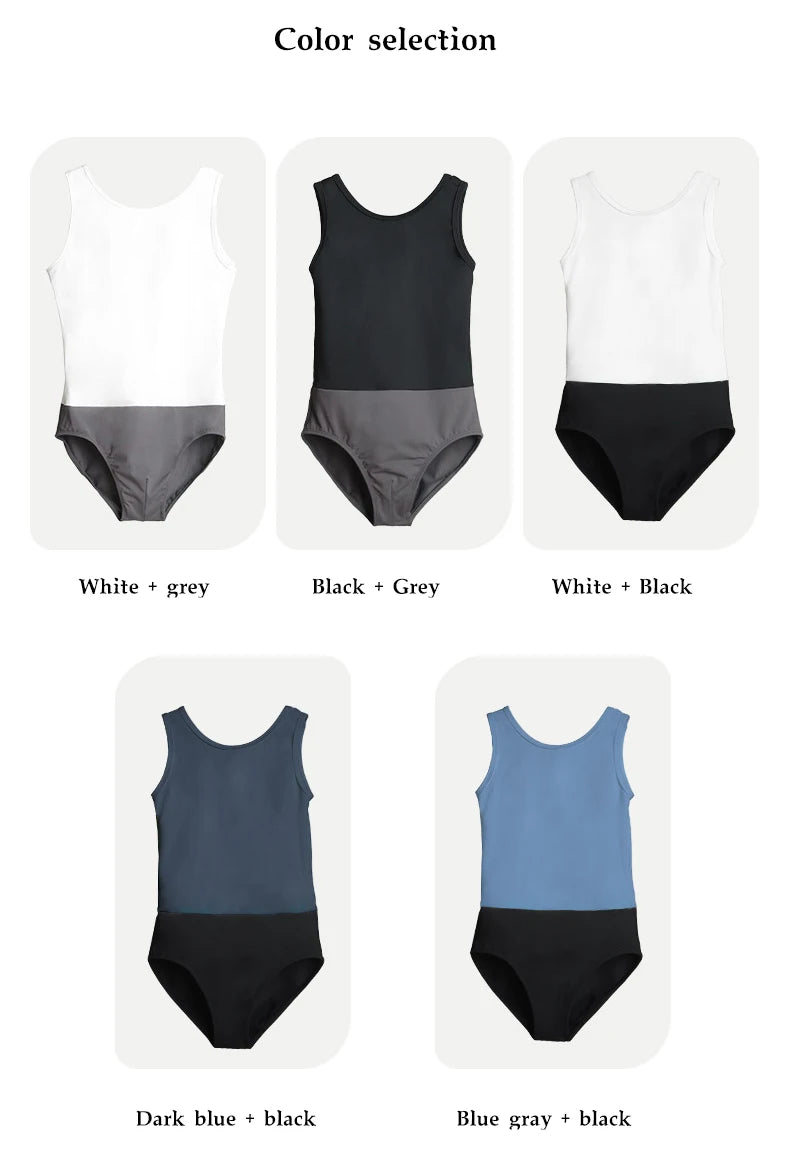 Ballet men's dance wear tights onesies vest nylon color matching training clothing professional gymnastics cloth