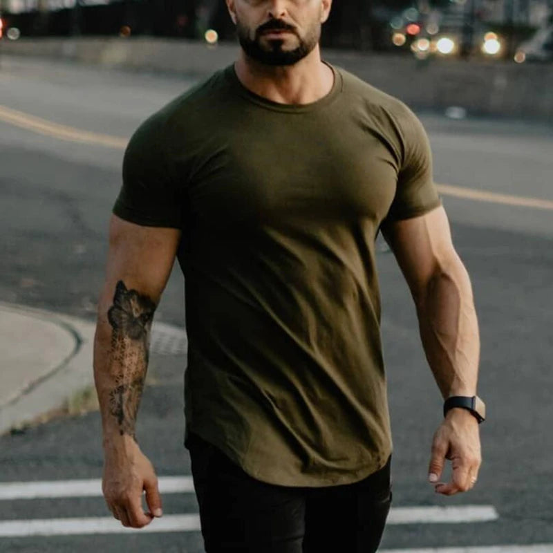 Gym Clothing Sports T Shirt Men Cotton Breathable Fitness Mens Short Sleeve T-shirt Running Tshirt Summer Tight Tee Shirt homme