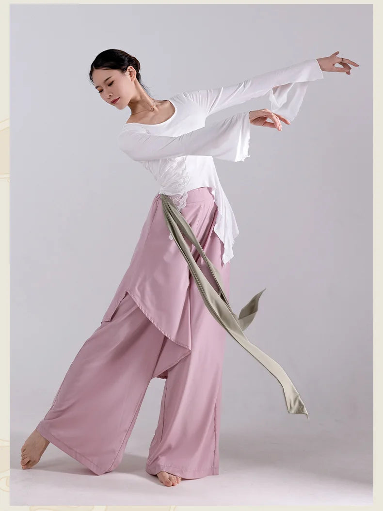 Modern Dance Dance Practice Clothing Long Sleeve Tops Body Training Clothing Classical Dance Dance Women's Loose Wide Leg Pants