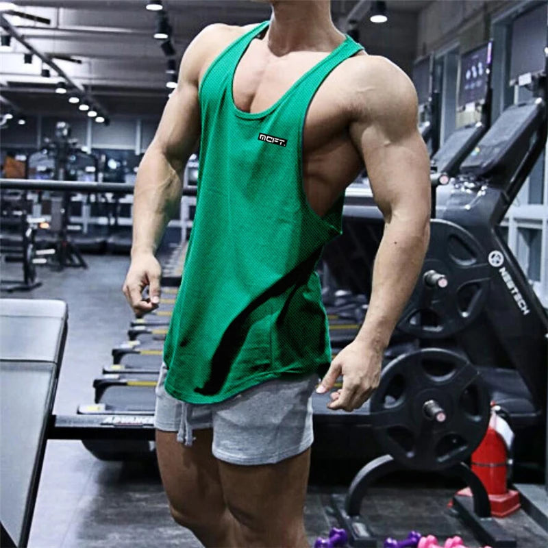 2022 Gym Workout Sleeveless Shirt Men Bodybuilding Running Clothing Fitness Sportswear Muscle For Male Y Back Tank Top