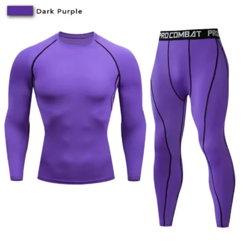 Men's Compression Set Men Sportswear Gym Fitness Suits Training Jogging Sport Tights Clothing Rashguard Running Tracksuit Men