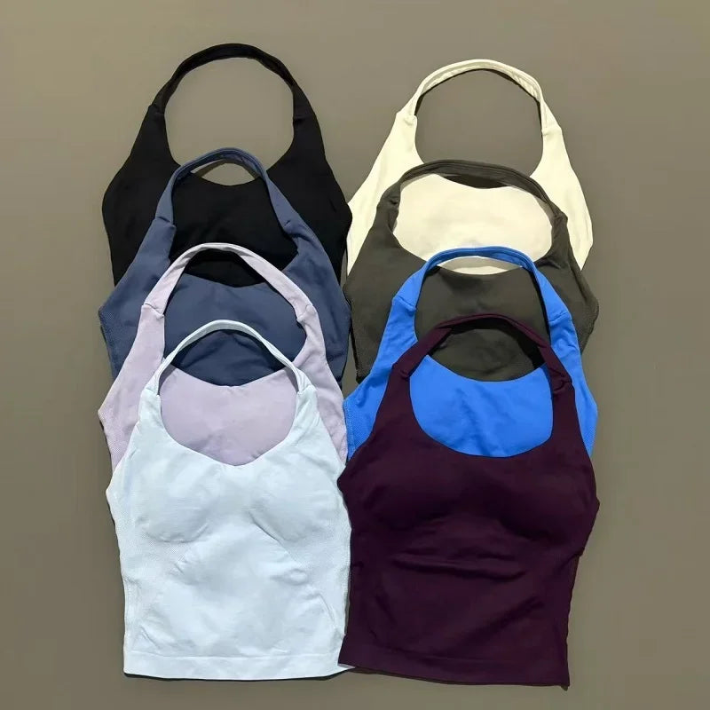 Woman  Yoga Clothing Backless Tank Tops Gym Vest  Push Up Sport Bras Running Vest Workout Tops Activewear Exercise Fitness