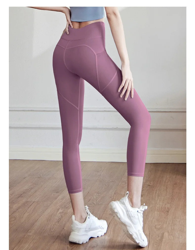 High Waist Jogger Mesh Side Pocket Fitness Gym Legging Sport Outfit for Woman Yoga Wear Tight Gym Workout Running Bike Clothing