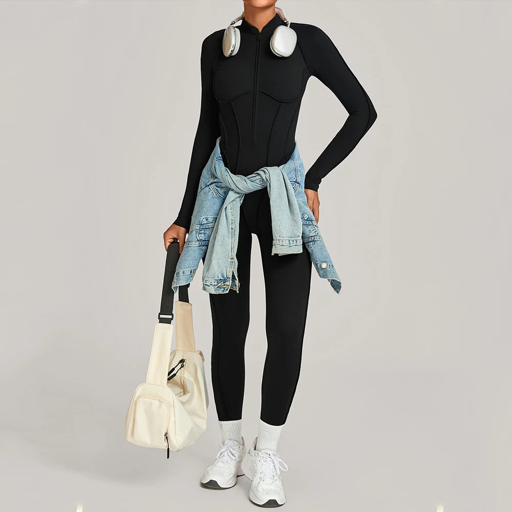 Yoga Suit Yoga Bodysuit Gym Set Women Sportswear Fitness Long Sleeve Sports Jumpsuit Female Workout Clothes One-piece Tracksuits