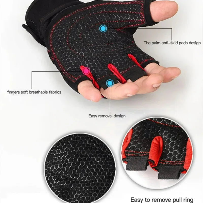 Outdoor Sport Gloves for Men Women Wrist Guard Fitness Gym Cycling Hiking Boxing Exercise Training Workout Long Wrist Fingerless