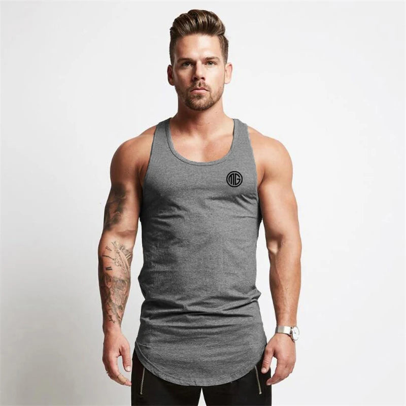 Mens Fitness Sports Sleeveless T-shirt Comfortable Sweatshirt Workout Clothing Cotton Running Vests Summer Gym Tank Tops