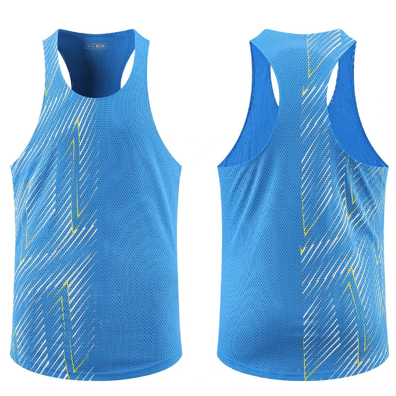 Men Casual Sport Vests Quick Dry Breathable Fitness Running Gym Sleeveless Mesh Workout Vests Prints Bodybuilding Muscle Singlet