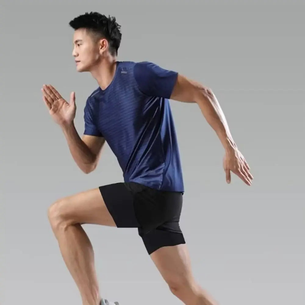 Gym Wear 2 in 1 Men Running Pants Quick Dry Leisure Male Sports Short Pants Workout Quarter Pants Fitness Gym Shorts Running