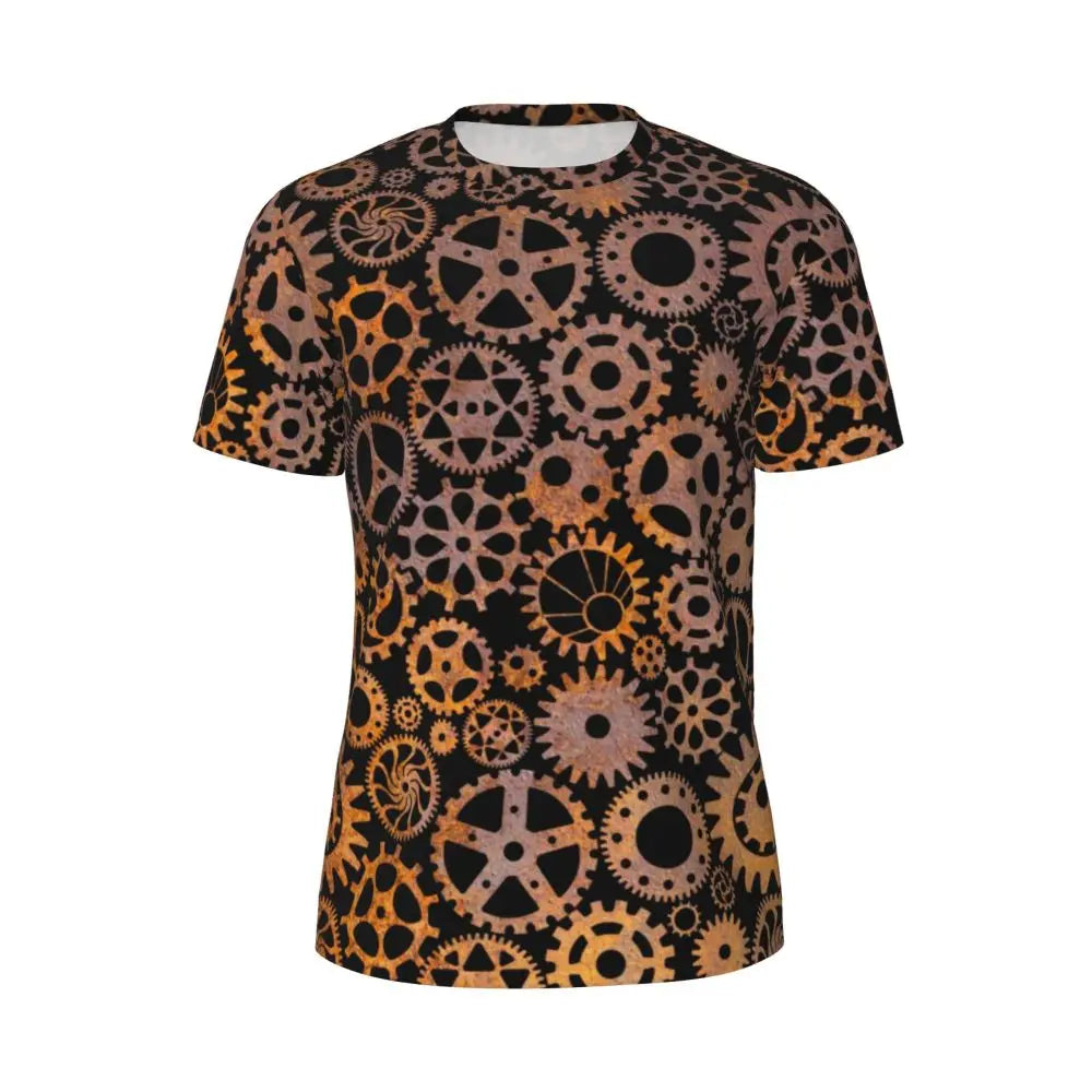 Gym T Shirt For Men Steampunk Design T-Shirts Fashion Wonderful Clockwork Vintage Summer Tees O Neck Streetwear Design Tops