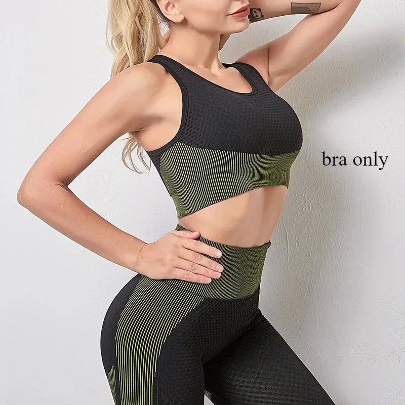 Yoga Clothes Gym Wear Women Fitness Clothing Outfit Workout Zipper Sportswear Long Sleeve Crop Bra Top Leggings Seperately Sold