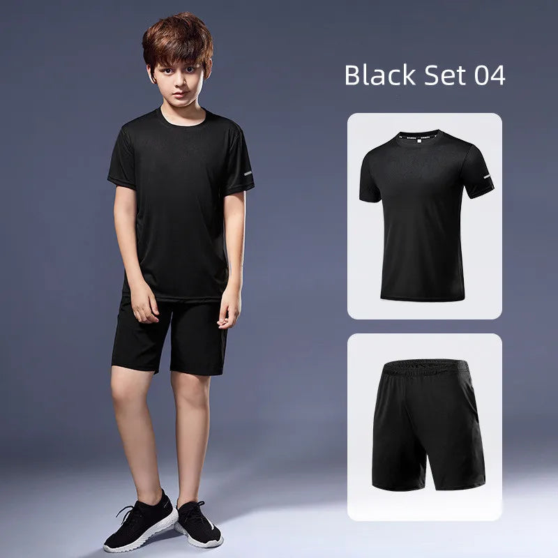 Children's Sportswear 2025 Summer Running Sportswear Boys Quick Dry Two-Piece Set Gym Clothing Fitness Suits With Shorts