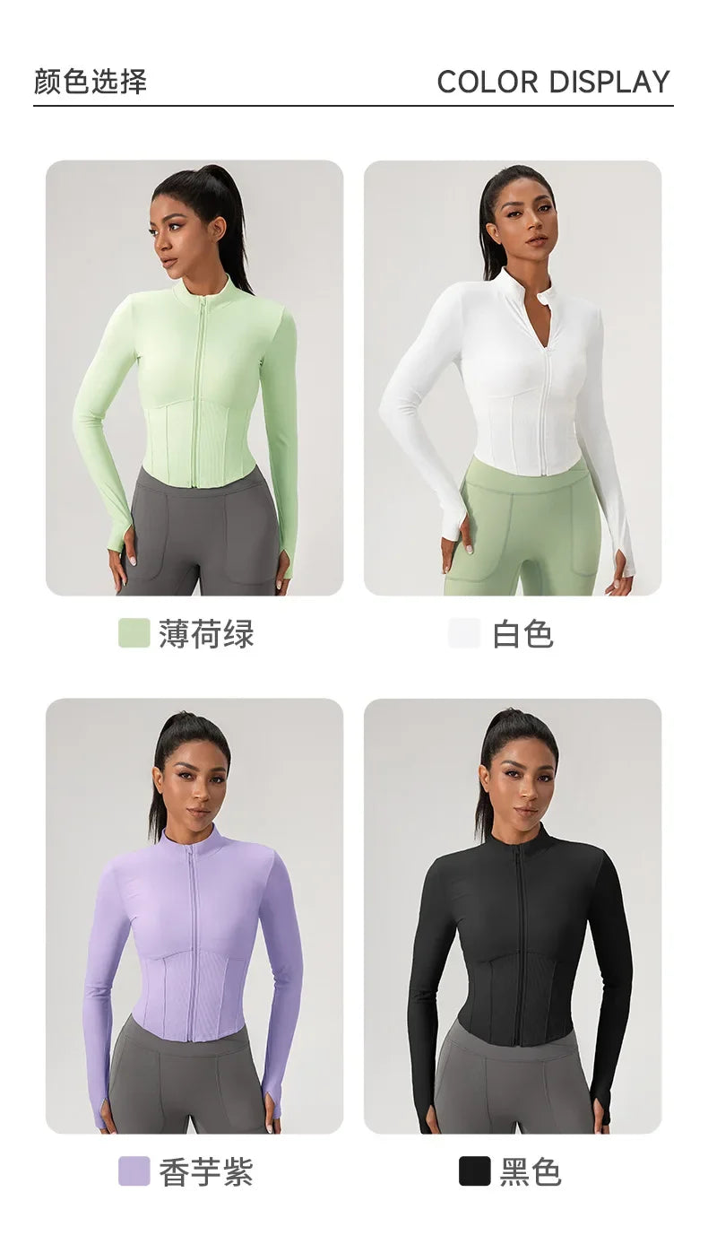 Yoga Suit Women Gym Set Long Sleeve Zipper Sport Women Tracksuit Running Workout Sportswear Female Sports Shirt Slim Fit