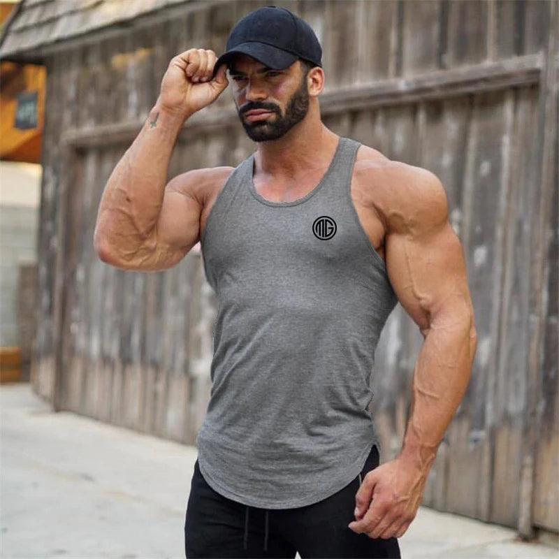 Mens Fitness Sports Sleeveless T-shirt Comfortable Sweatshirt Workout Clothing Cotton Running Vests Summer Gym Tank Tops