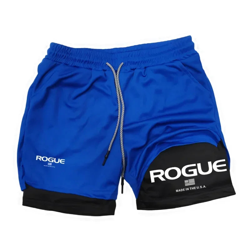 Gym Men's Sports Shorts Two-in-One Four-Season Sports Wear Double-Layer Tight Shorts