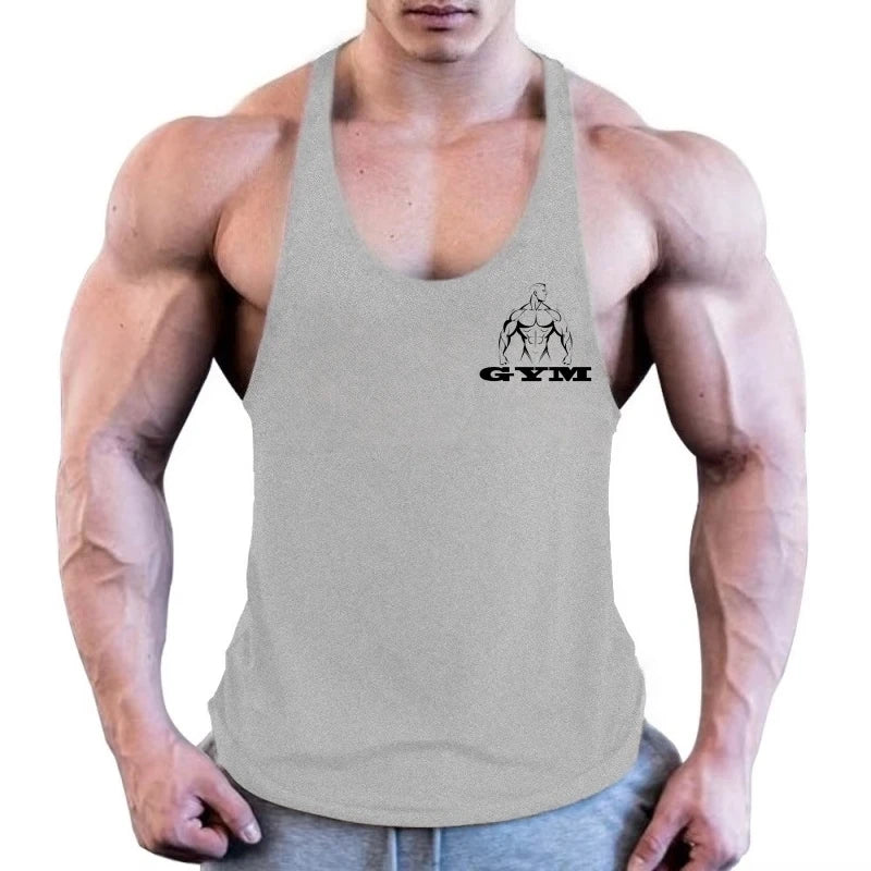Men's Sleeveless Gym Y-Back Vest, Movement-Friendly Cotton Athletic Undershirt for Muscle Training & Fitness Workout