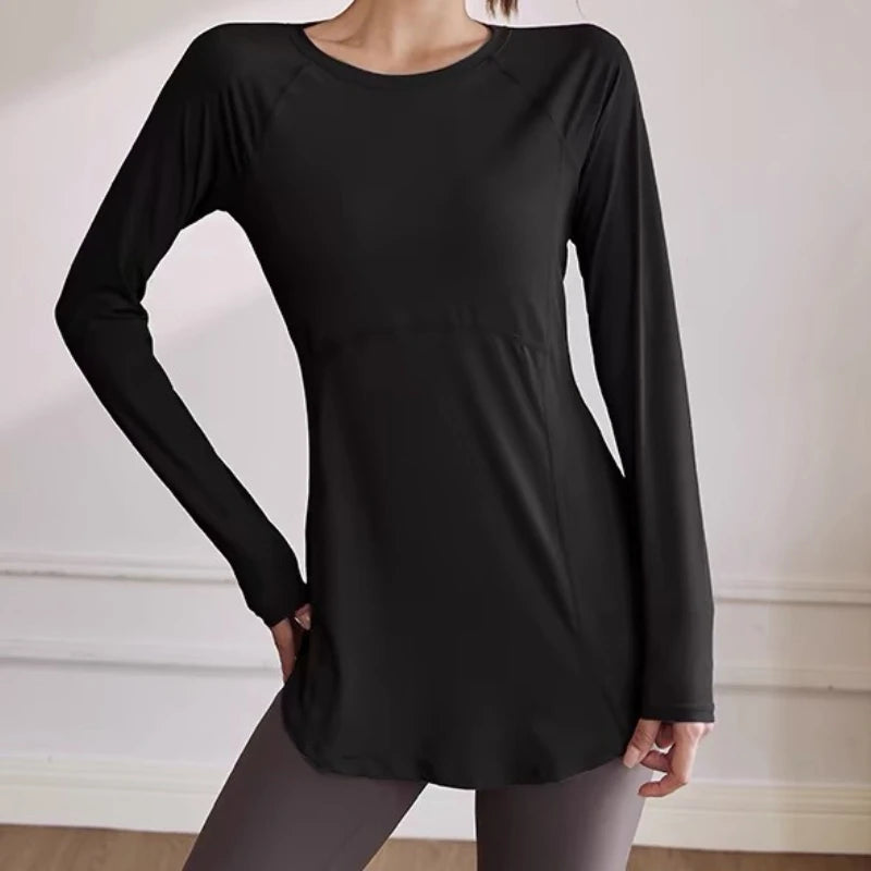 Long Sleeve Yoga Clothes Women Sportswear Woman Gym Running Blouses Shirts Sports Tops Fitness T-shirt для йоги одежда женская