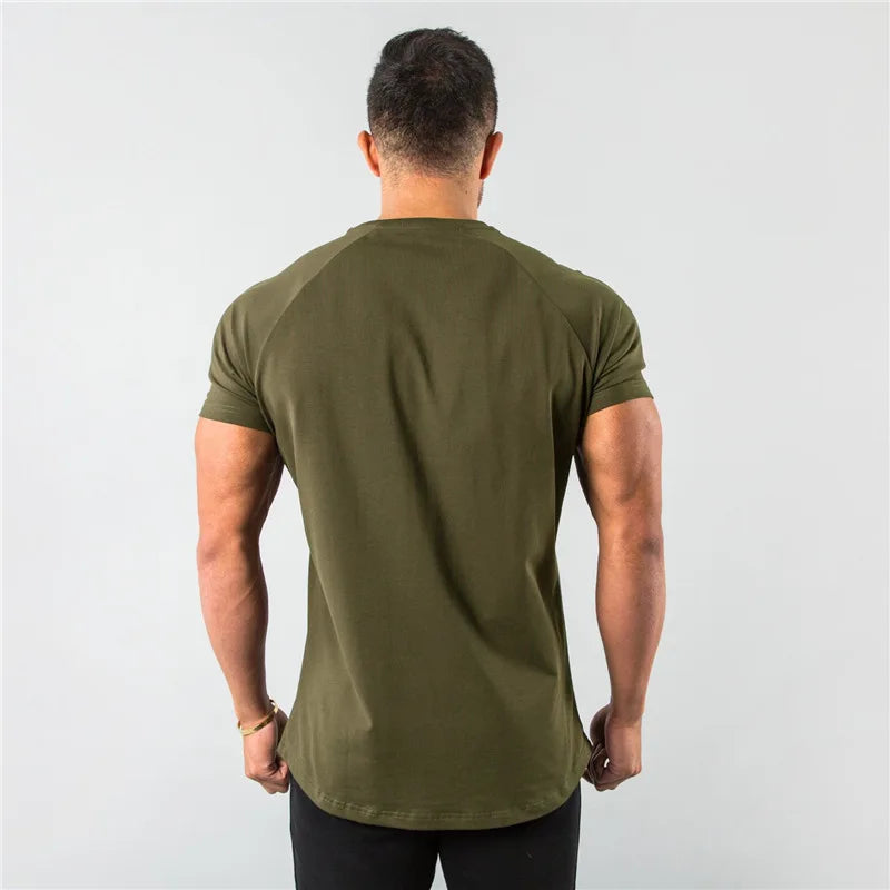 Men's Summer Skinny Casual T-Shirt Short Sleeve Tee Male Gym Fitness Sport Cotton Tops Man Running Workouts Sweatshirt Clothing