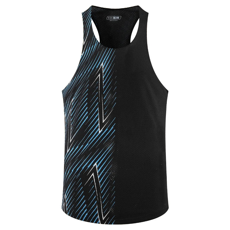 Men Casual Sport Vests Quick Dry Breathable Fitness Running Gym Sleeveless Mesh Workout Vests Prints Bodybuilding Muscle Singlet