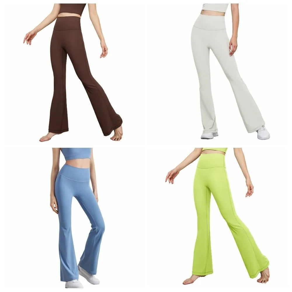 Gym High Waist Sports Flared Pants Wide Leg Hip Lifting Yoga Pants Breathable Stretchy Fitness Pants Exercise