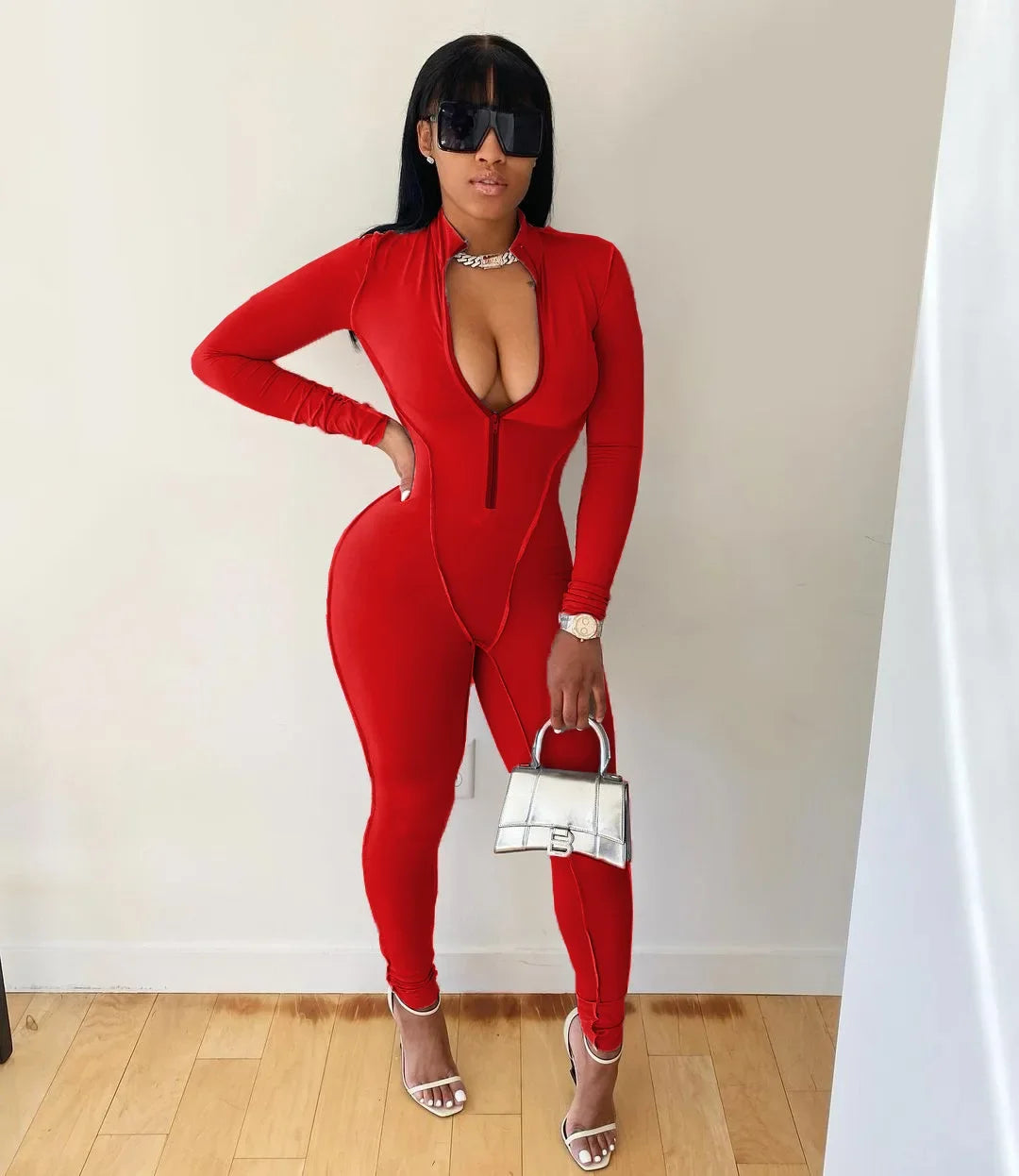 Women Sportwear Yoga Jumpsuit Zip Long Sleeve Outfit Fitness Tracksuit Tight One-piece Gym Overalls Sports Bodysuit