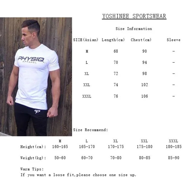 Mens Bodybuilding Brand Gyms T Shirt Fitness Slim Fit Cotton Shirts Short Sleeve Men Fashion Tight Tees Tops Clothing