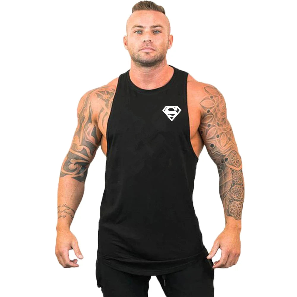 Men's Clothing Bodybuilding and Fitness Stringer Singlets Tank Top Vest Sleeveless Sweatshirt Workout Shirt Undershirt Gym Gyms