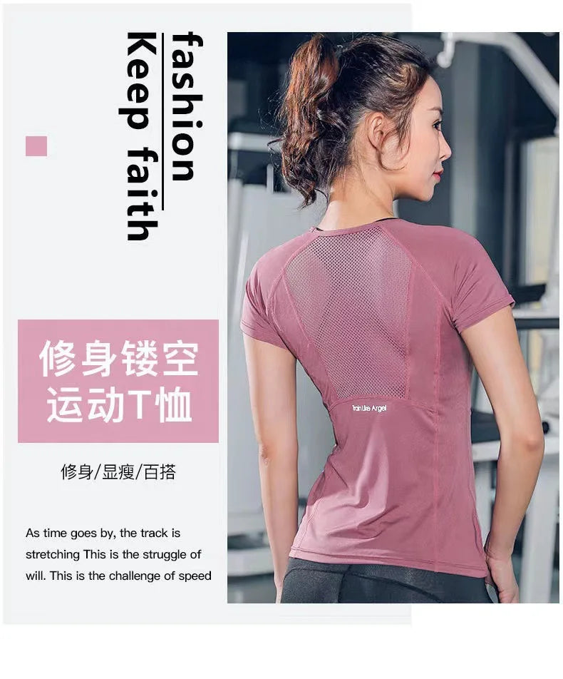 1 PCS Outdoor Sports Shirt Ladies Sportswear Running Jogging Yoga Wear quick dry Woman Seamless short sleeve Gym T-Shirt Tops