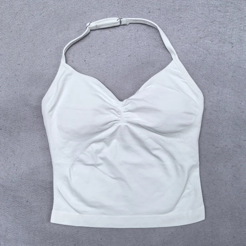 New Seamless Yoga Set Women Gym Clothing Scrunch Bum Legging Padded Tank Top Workout Outfits Fitness Sportswear Suits