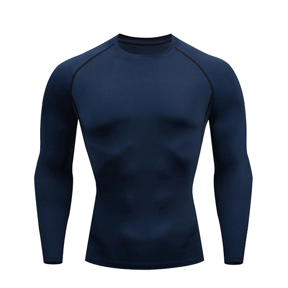 Men's Compression Shirt Men Rashgard Fitness Long Sleeve Running Shirt Man Gym Under T Shirt Football Jersey Sportswear Tights