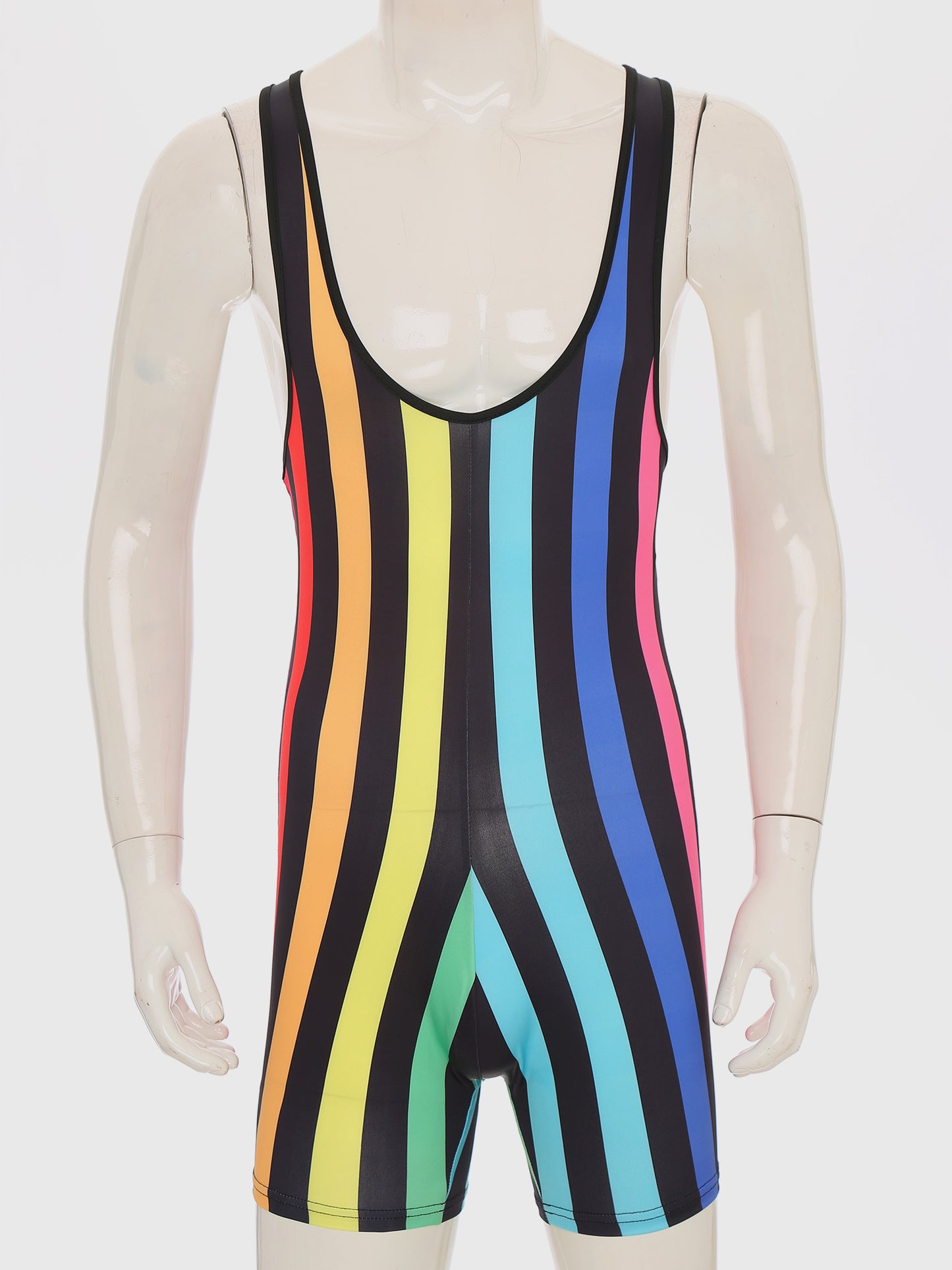 Men's Swimwear Gym Sports Yoga Gymnastics Leotard Bodysuits Striped Jumpsuit Swimming Suits Workout Wrestling Singlet Bodysuit