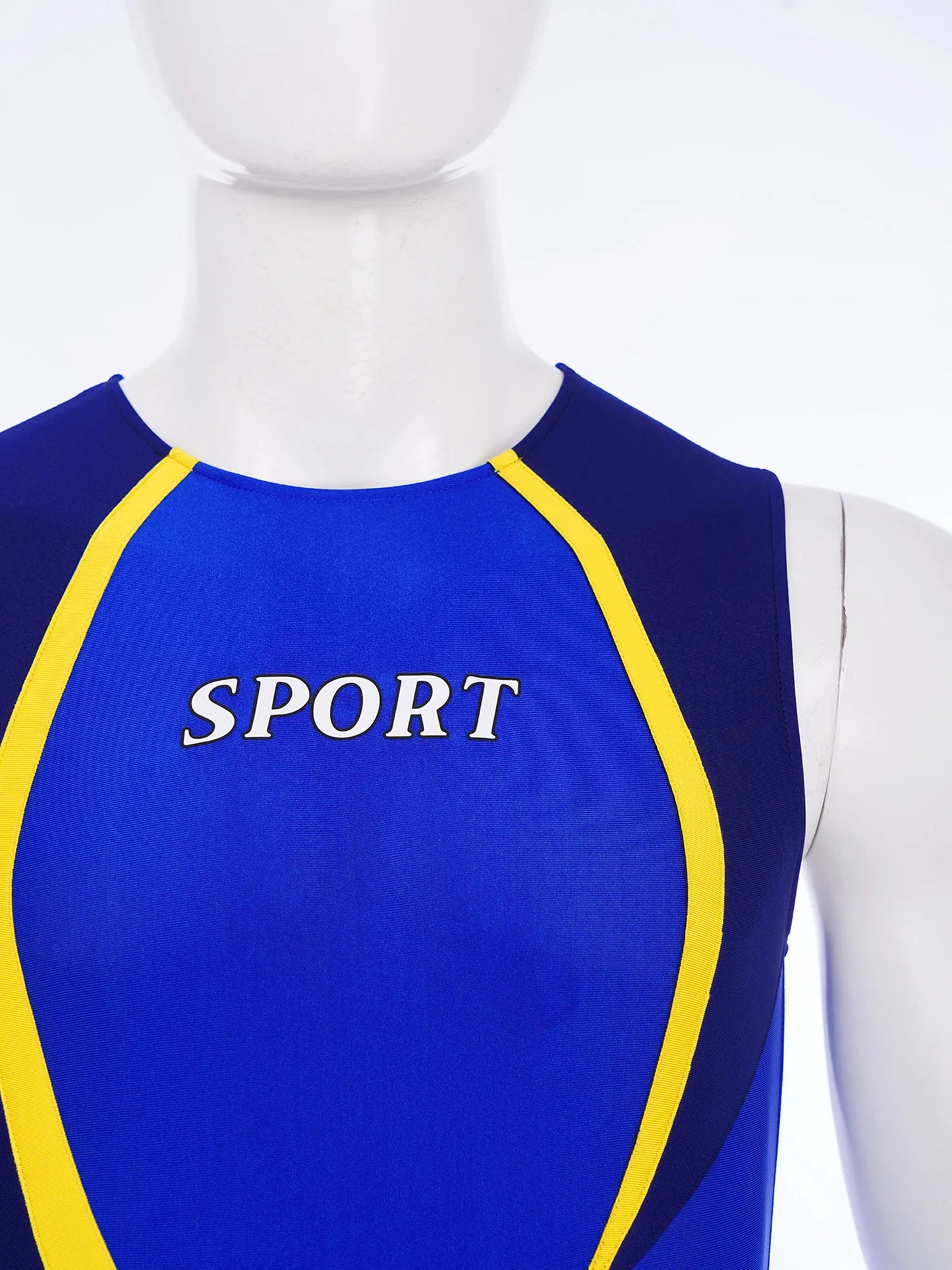 Gym Bodybuilding Leotard for Mens One-piece Swimsuit Sleeveless Zipper Color Block Sports Bodysuit Workout Athletic Costume