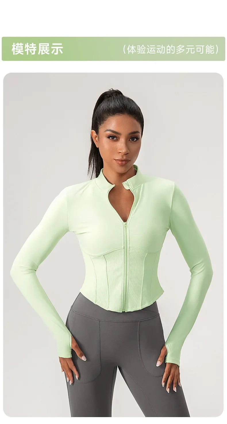 Yoga Suit Women Gym Set Long Sleeve Zipper Sport Women Tracksuit Running Workout Sportswear Female Sports Shirt Slim Fit