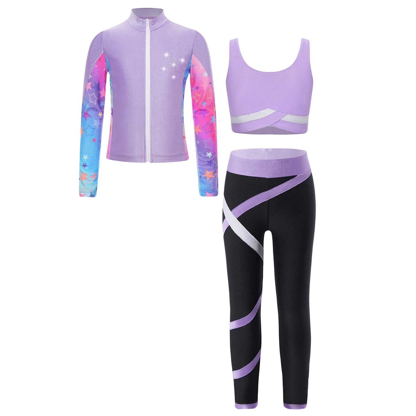 Children's Sport Suits Kids Sports Set For Girls Gym Athletic Outfits Vest with Legging Long Sleeve Zipper Sweatshirt Sportswear