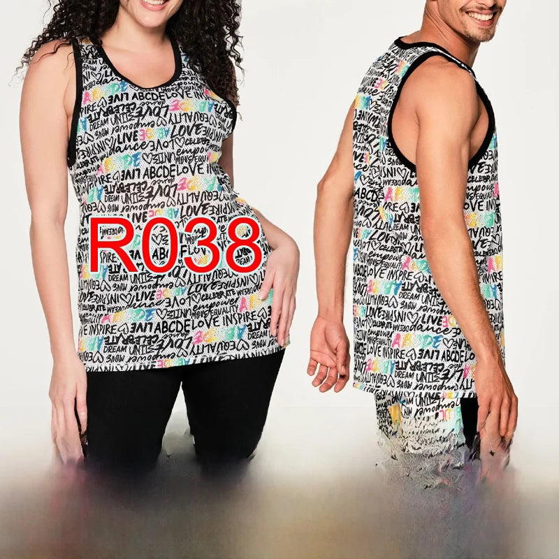 Zwzb Fitn Clothing Men's Women's T-irt Vest R06 Breathable Qui Dry Gymnastics Sportswear Casual Sle round Ne or...
