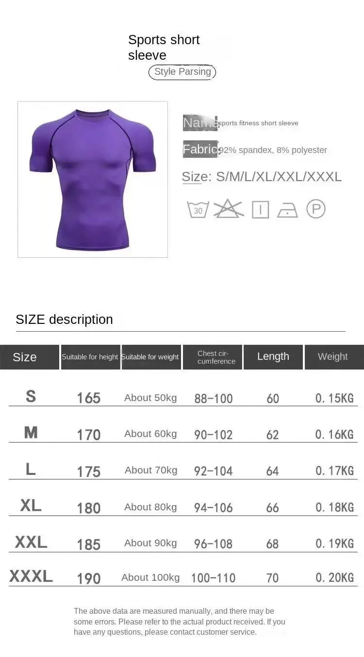 Men's sportswear gym tight fitting shirt muscle shirt running breathable quick drying top