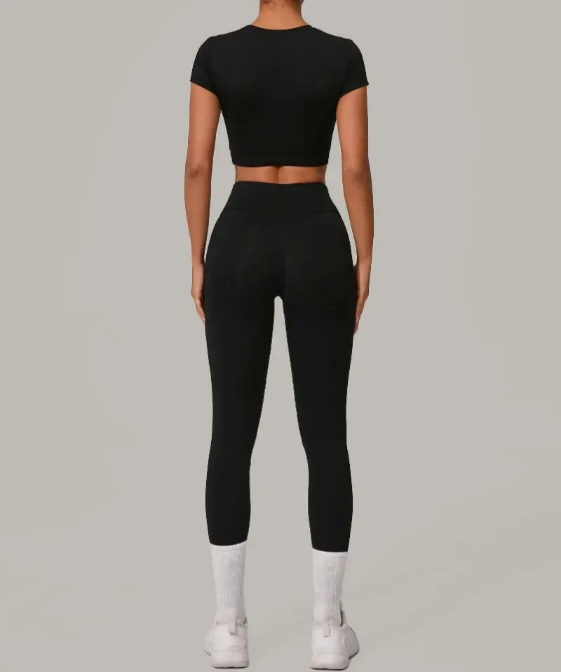 Seamless Yoga Sets Sports Fitness High Waist Hip Lift Tight Breathable Tracksuit Workout Clothing Gym Leggings Suit for Women