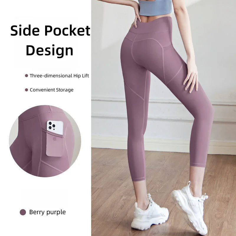High Waist Jogger Mesh Side Pocket Fitness Gym Legging Sport Outfit for Woman Yoga Wear Tight Gym Workout Running Bike Clothing