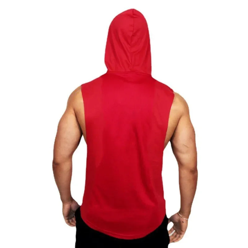 Gym Sport Hooded Clothing Summer Cotton Breathable Fitness Tank Tops Open Side Muscle Vests Mens Bodybuilding Sleeveless Hoodie