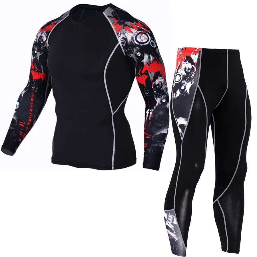 Men's Compression Sportswear Suits Gym Tights Training Clothes Workout Jogging Sports Set Running Rashguard Tracksuit For Men