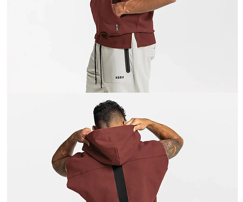 Mens Brand Gyms Clothing Bodybuilding Hooded Tank Top Cotton Sleeveless Vest Sweatshirt Fitness Workout Sportswear Tops Male