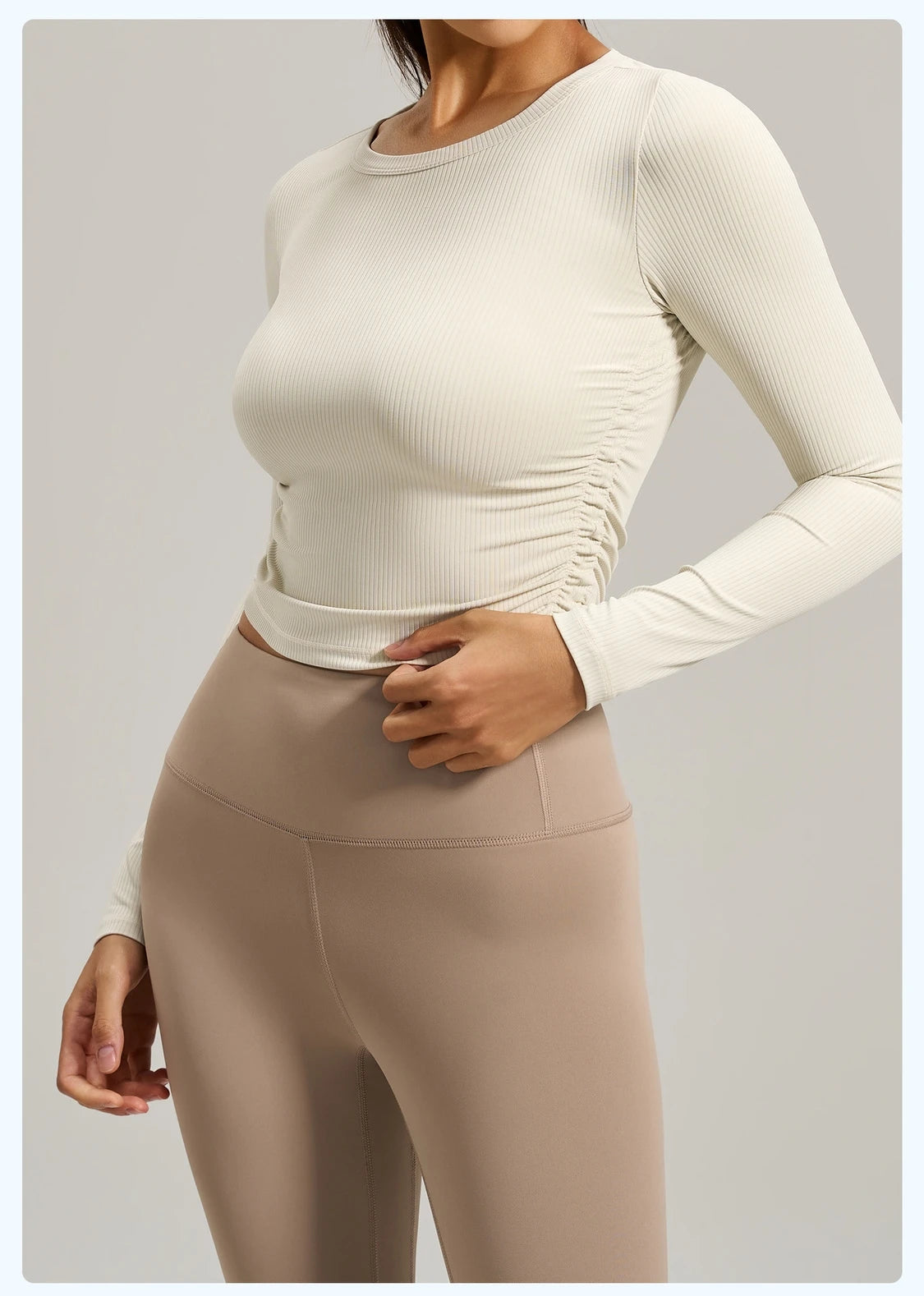 Yoga Top Women Pleated Gym Sports Shirts Breathable Slim Long Sleeve Yoga Wear Pilates Shirt High Elastic Workout Fitness Top