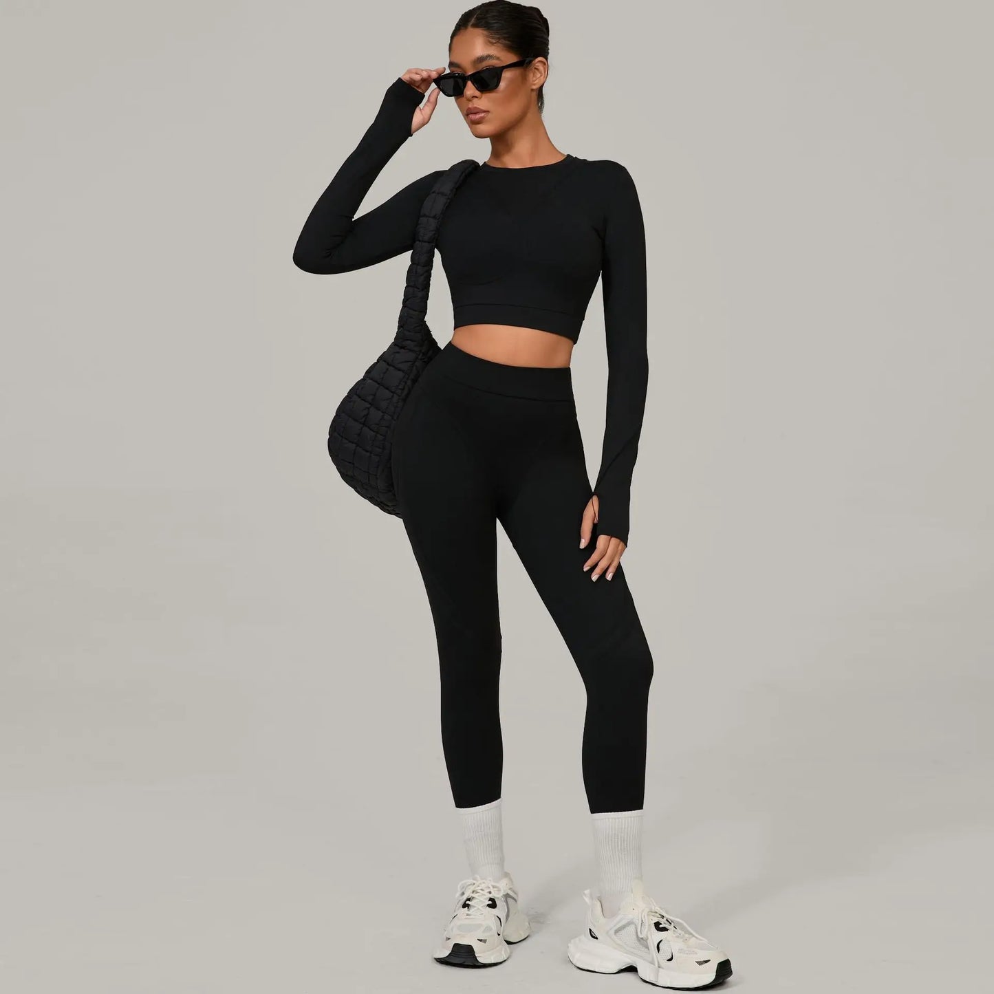 Seamless Yoga Sets Sports Fitness High Waist Hip Lift Tight Breathable Tracksuit Workout Clothing Gym Leggings Suit for Women