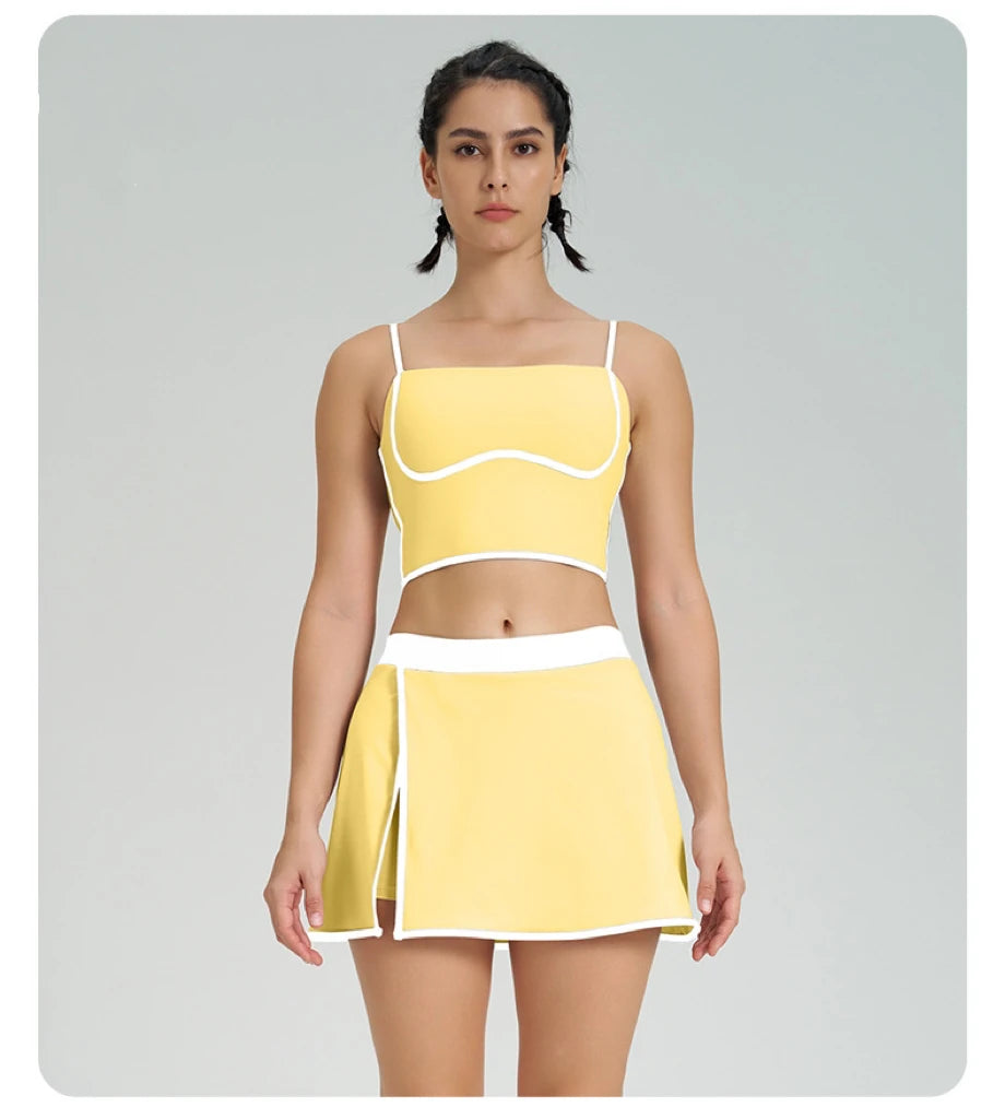 Women Gym Sports Sets Bra with Pad and Shorts Skirts Gym Biker Outdoor Training Good Elastic Athletic Yoga Vets Tights Suits