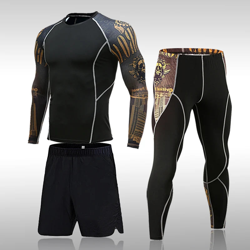 Men's Compression Sport Suits Gym Tights Training Clothes Workout Jogging Set Running Rashguard Tracksuit Sportswear For Men