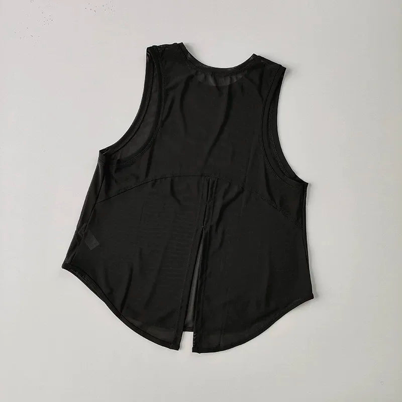 Sports Vest Women's Quick Dry Loose Running Gym Top Sleeveless Beautiful Back Wear Mesh T-Shirt Smock Yoga Wear