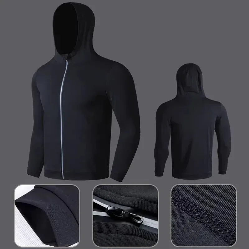 Men's running suit, long sleeve top + long pants + shorts, comfortable fit light, autumn training outdoor exercise clothing