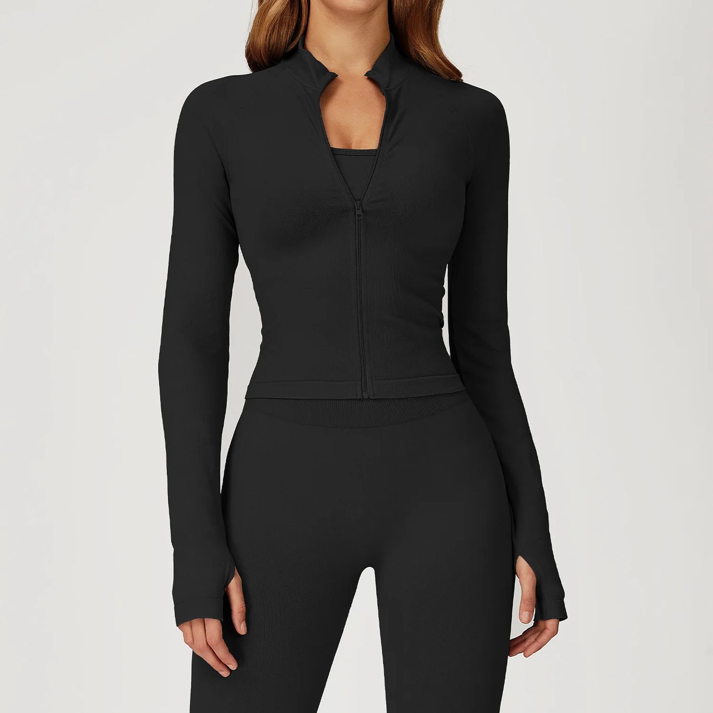 Seamless 2 Pieces Yoga Suit Sports Outfits Women Gym Set Women Tracksuit Running Workout Long Sleeve Sports Shirt Yoga Clothing