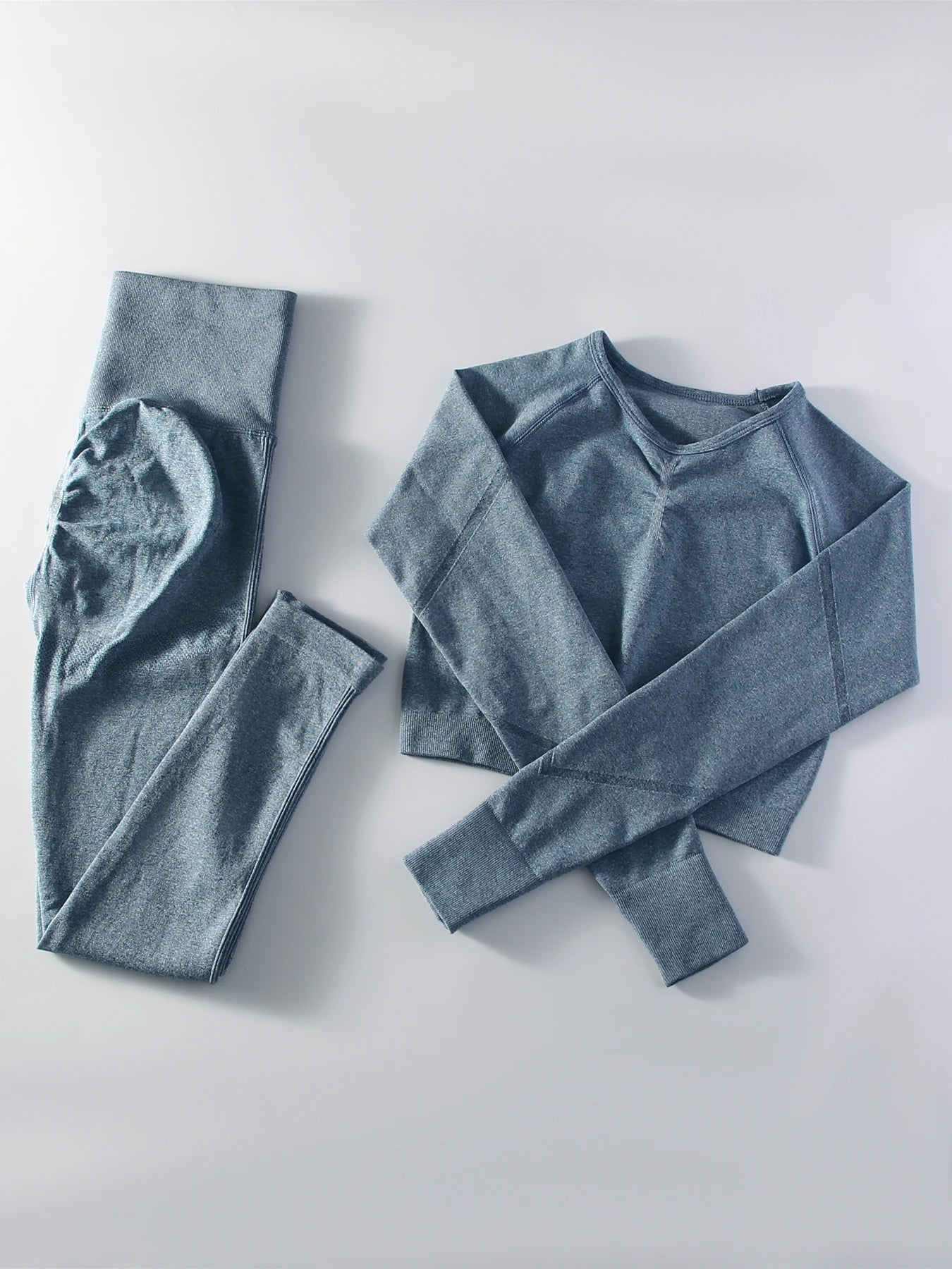 Women's 2 Piece Seamless Yoga Sportswear Set Gym Wear Fitness Wear Short Long Sleeve Top High Waist Leggings Fitness Sportswear